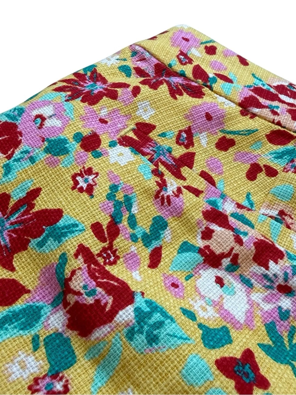 J.Crew Yellow Floral Cotton Shorts Cottagecore Preppy Summer Size 10 Vacation